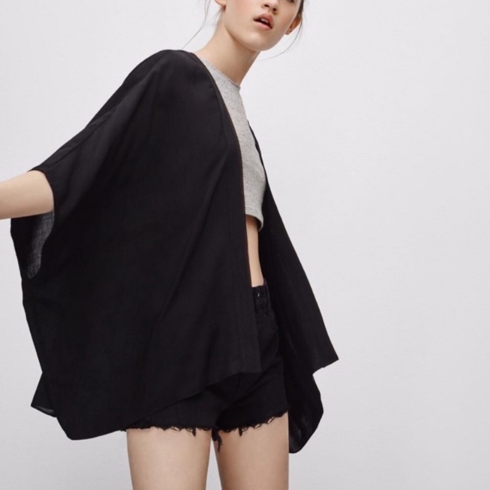 Aritzia Sunday Best Black Kimono Top Size XXS
